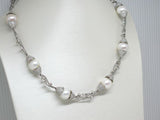 Diamond & Fresh Water Pearl Necklace 8 - 12 mm - Total 13.30 ct