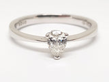 Solitaire Ring with Pear-Shaped Diamond -  0.40 ct - 18 K White Gold
