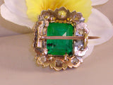 Antique Diamond &  Emerald Brooch 18th Century - Total Weight : 13,92 ct.