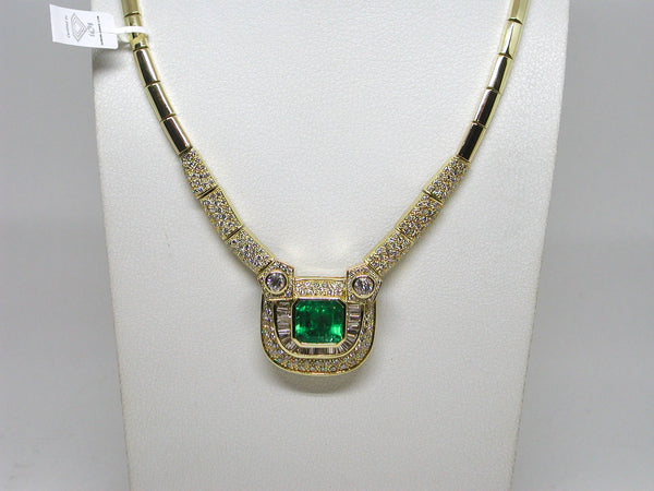 Diamond & Colombian Emerald Necklace 24.90ct.