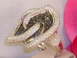 Diamond ''Black & White" Cocktail Ring- 7,07 ct. - 18 K White Gold