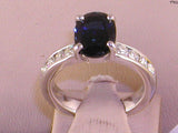 Diamond &  Sapphire Ring - 0,6 0ct F VS1 -  4.00 ct  Sapphire- 18 Kt Gold - size 48