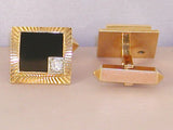 Mens Cuff-links With Black Onyx &  Diamonds- Circa . 1970's